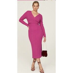 Pink Wrap Midi Dress By Toccin Size  S